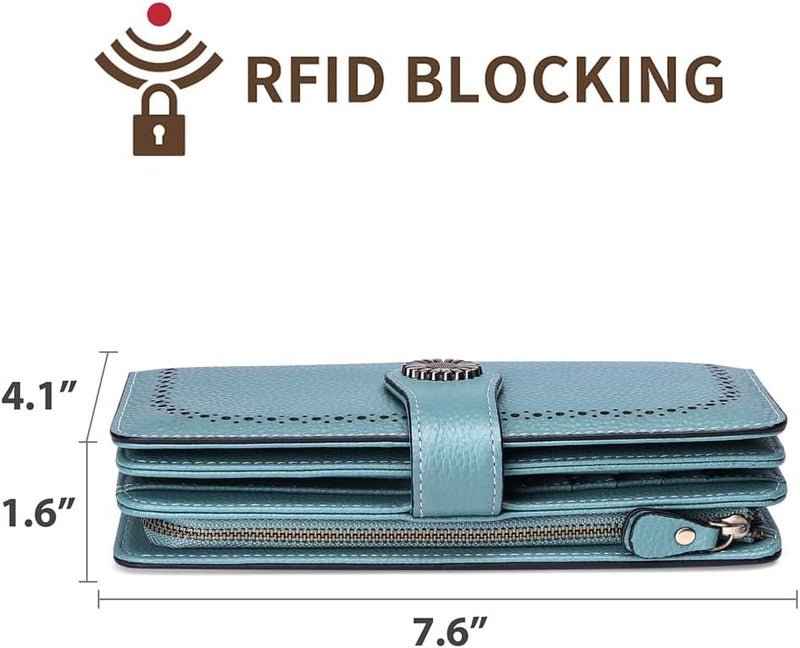 SENDEFN Wallets for Women Leather Credit Card Holder with RFID Blocking Large Capacity Wristlet | with RFID Blocking, Large Capacity, Wristlet, with RFID Blocking, Large Capacity, Wristlet - Image 2